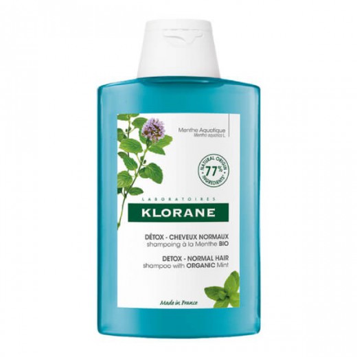 Klorane, detoksykacyjny szampon z organiczną miętą do włosów normalnych, 400 ml