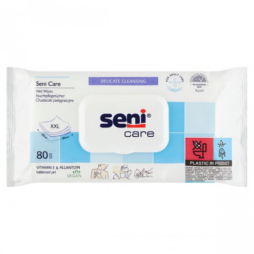 Seni Care, chusteczki nawilżane, pielęgnacyjne, z klipsem, XXL, 80 sztuk