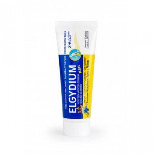 Elgydium Kids, przeciwpróchnicowa pasta do zębów dla dzieci 2-6 lat, bananowa, 50 ml