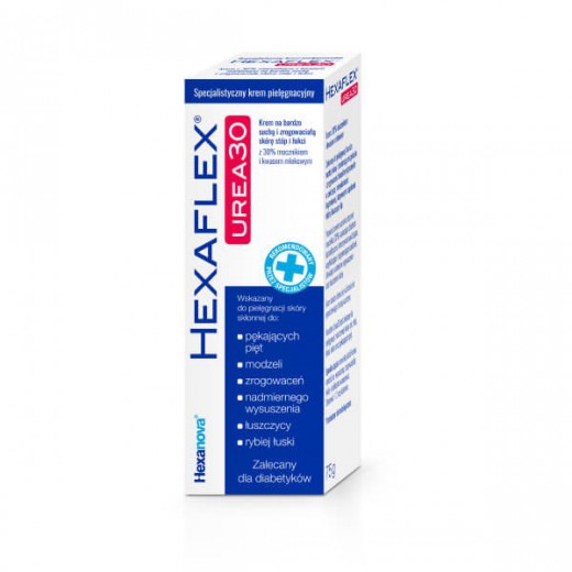 Hexaflex Urea 30, specjalistyczny krem pielęgnacyjny na zrogowaciałą skórę stóp i łokci, 75 g