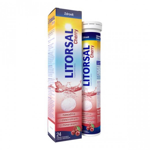 Zdrovit Litorsal Cherry, smak czereśniowy, 24 tabletki musujące