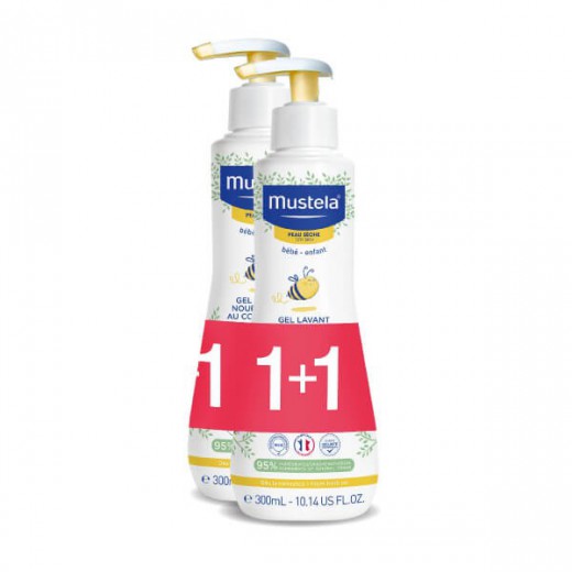 Mustela Bebe Enfant, żel odżywczy do mycia z Cold Cream, od urodzenia, 2 x 300 ml