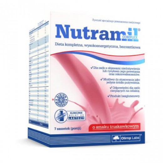 Olimp Nutramil Complex, preparat odżywczy, smak truskawkowy, 72 g x 7 saszetek