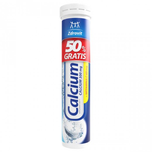 Zdrovit Calcium 300mg + Witamina C 60mg, smak mandarynkowy, 20 tabletek musujących