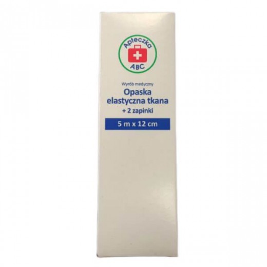 Opaska elastyczna 5m x 12cm z 2 zapinkami, Apteczka ABC, 1 sztuka
