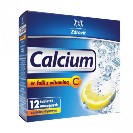 Zdrovit Calcium w folii z witaminą C, 12 tabletek musujących