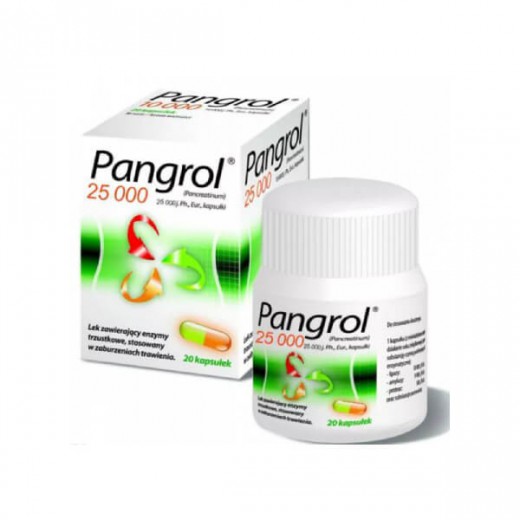 Pangrol 25000, 25000 j.Ph.Eur. lipazy, 20 kapsułek