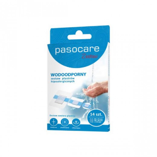 Pasocare Wodoodporny, zestaw plastrów hipoalergicznych, 14 sztuk