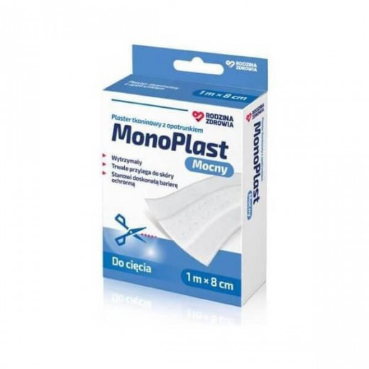 Plaster tkaninowy MonoPlast Mocny, 1m x 8cm, 1 sztuka