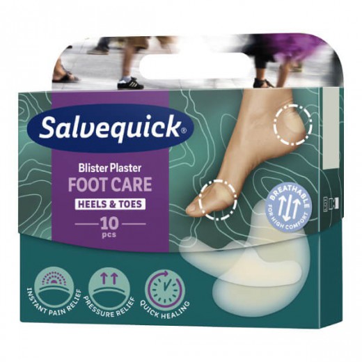 Plastry Salvequick Foot Care Mix, pęcherze i otarcia, 10 sztuk