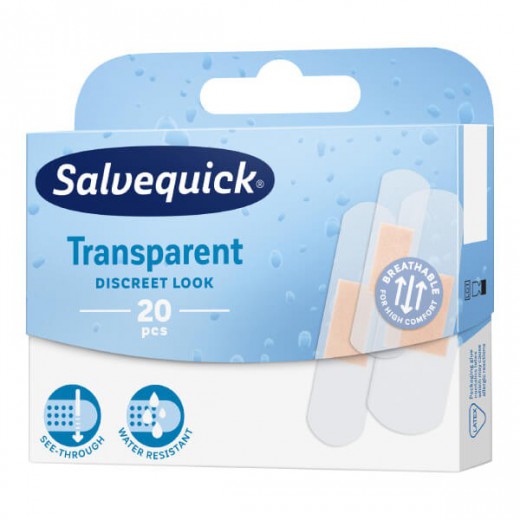 Salvequick Transparent, plastry wodoodporne, 20 sztuk