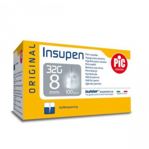 Pic Solution Insupen, igły do penów insulinowych, 32G (0,23 mm) x 8 mm, 100 sztuk