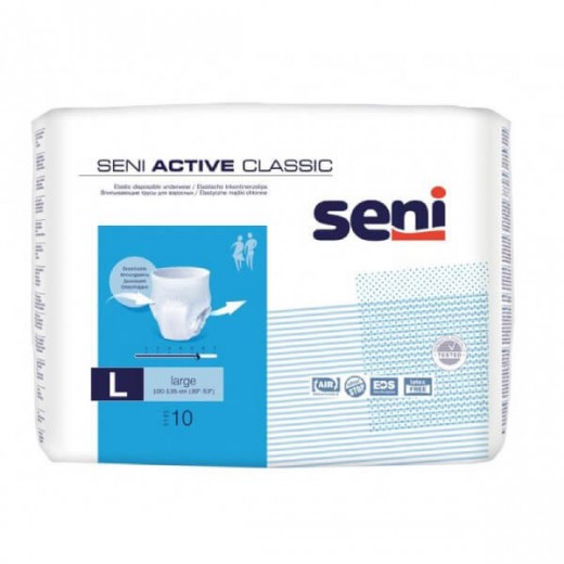 Seni Active Classic, majtki chłonne, Large, 100-135 cm, 10 sztuk