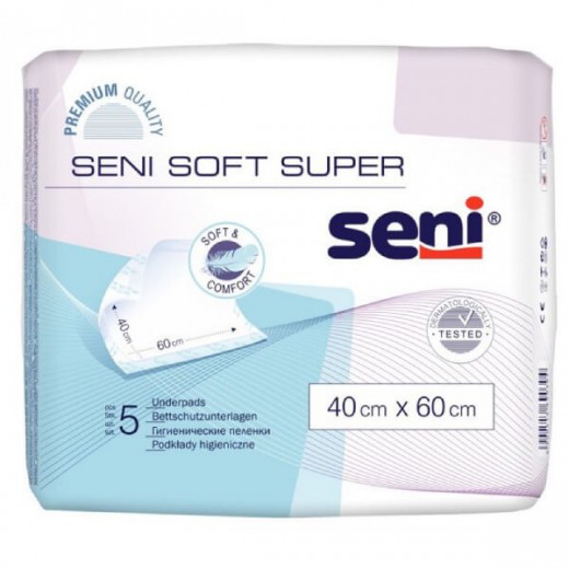 Seni Soft Super, podkłady higieniczne, 40 cm x 60 cm, 5 sztuk