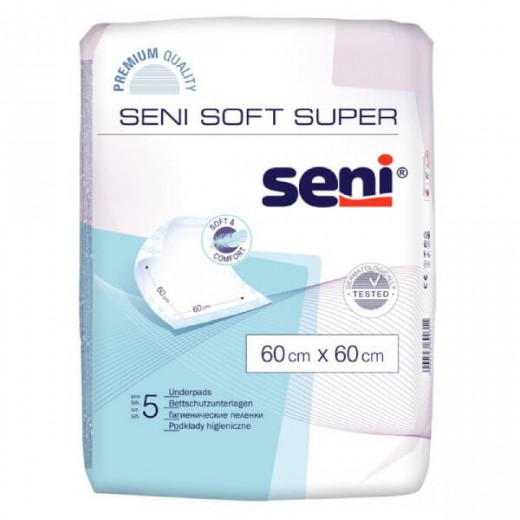 Seni Soft Super, podkłady higieniczne, 60 cm x 60 cm, 5 sztuk