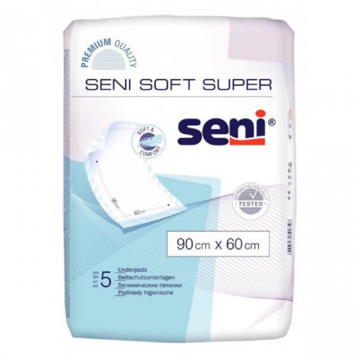 Seni Soft Super, podkłady higieniczne 90 cm x 60 cm, 5 sztuk