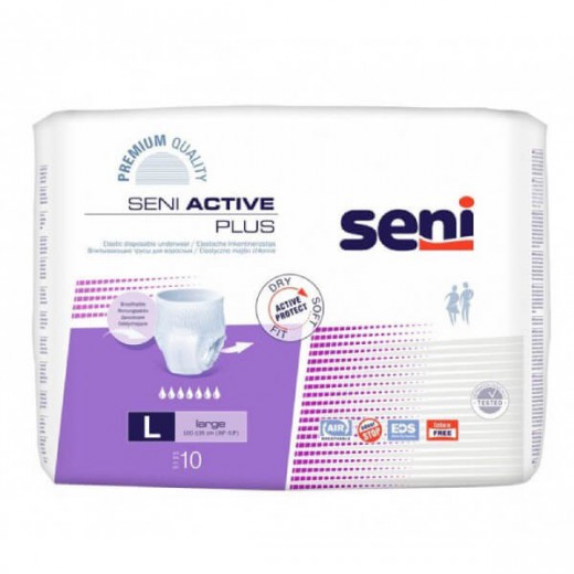 Seni Active Plus, majtki chłonne, Large, 100-135 cm, 10 sztuk