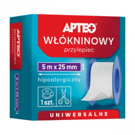 Apteo Włókninowy przylepiec 5m x 25mm, 1 sztuka
