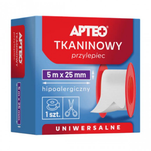 Apteo Tkaninowy przylepiec 5m x 25mm, 1 sztuka