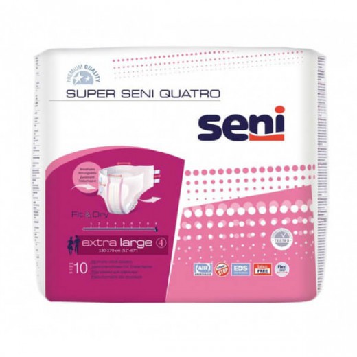Super Seni Quatro, pieluchomajtki, Extra Large, 10 sztuk