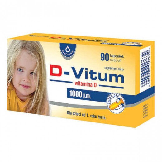 Oleofarm D-Vitum, witamina D, 1000 j.m., 90 kapsułek twist-off