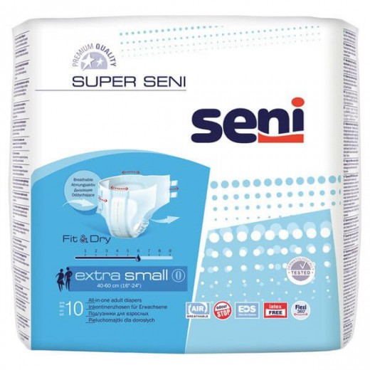 Super Seni, pieluchomajtki, Extra Small, 10 sztuk