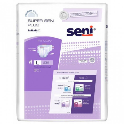 Super Seni Plus, pieluchomajtki, Large, 100-150 cm, 30 sztuk