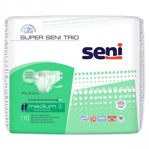 Super Seni Trio, pieluchomajtki, Medium, 10 sztuk