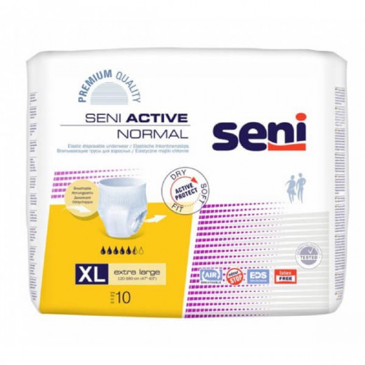 Seni Active Normal, majtki chłonne, Extra Large, 120-160 cm, 10 sztuk