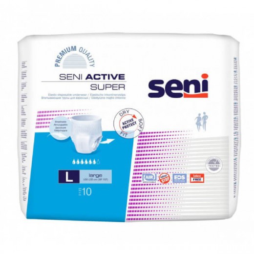 Seni Active Super, majtki chłonne, Large, 10 sztuk