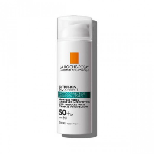 La Roche-Posay Anthelios Oil Correct, żel-krem ochronny do twarzy, skóra wrażliwa, mieszana i tłusta, SPF 50+, 50 ml