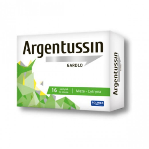Argentussin Gardło, smak miętowo-cytrynowy, 16 pastylek do ssania