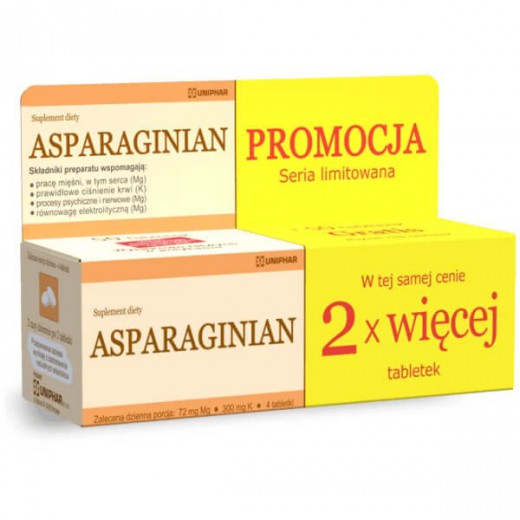Asparaginian, 50 tabletek + 50 tabletek gratis
