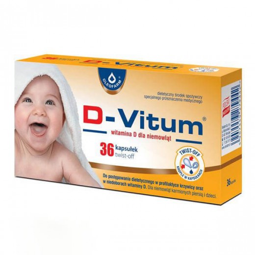 D-Vitum 400j.m., Witamina D dla niemowląt, 36 kapsułek twist-off