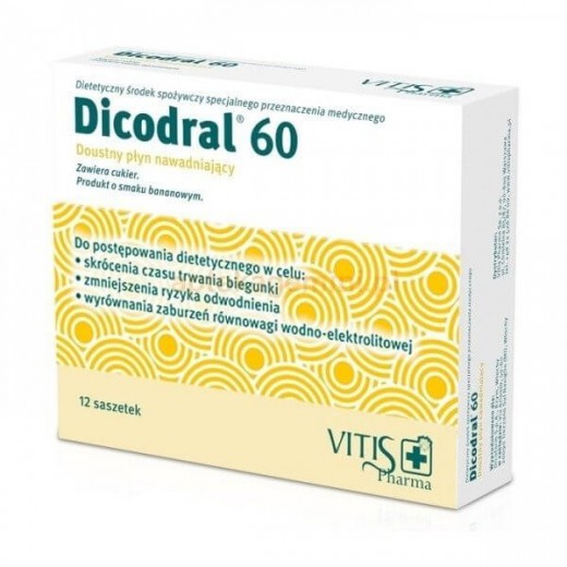 Dicodral 60 Elektrolity, smak bananowy, 12 saszetek
