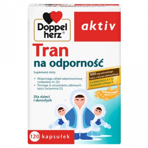 Doppelherz aktiv Tran na odporność, 120 kapsułek