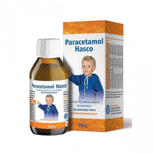 Paracetamol Hasco 120 mg/ 5 ml, zawiesina doustna dla niemowląt i dzieci, smak pomarańczowy, 150 g