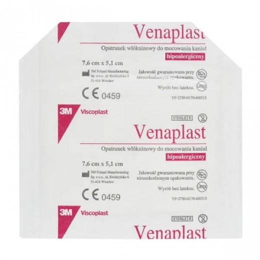 Venaplast, opatrunek włókninowy do mocowania kaniul, 7,6 x 5,1 cm , 1 sztuk