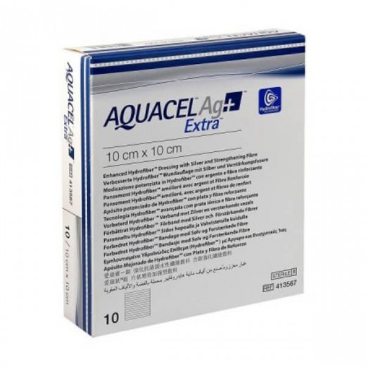 Aquacel Ag Extra, opatrunek chłonny Hydrofiber, antybakteryjny ze srebrem, 5cm x 5cm, 1 sztuka