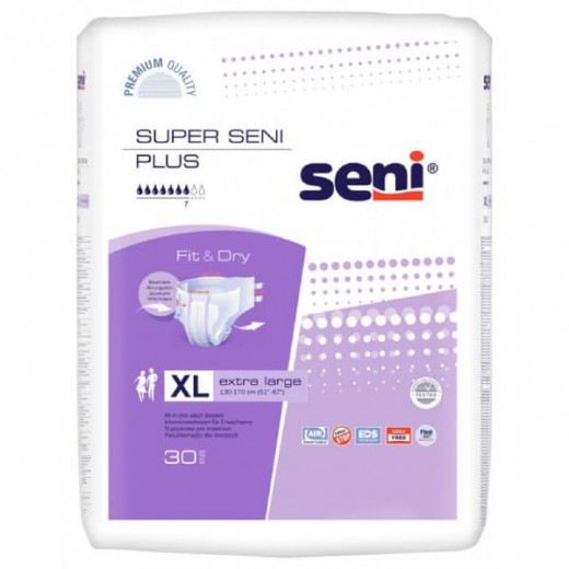 Super Seni Plus, pieluchomajtki, Extra Large, 130-170 cm, 30 sztuk