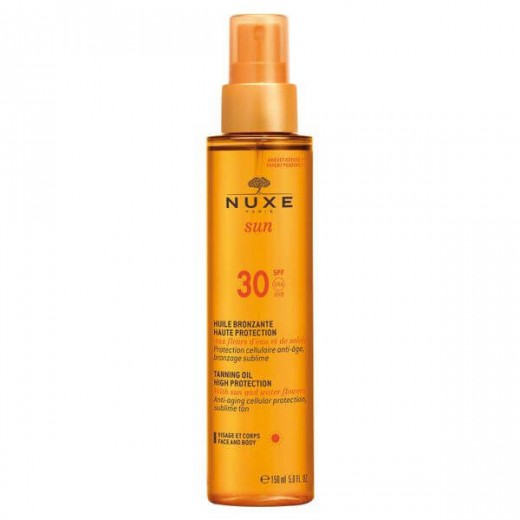 Nuxe Sun, brązujący olejek do opalania twarzy i ciała, SPF 30, 150 ml