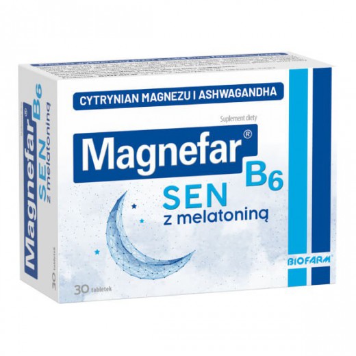 Magnefar B6 Sen z melatoniną, 30 tabletek