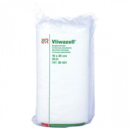 Vliwazell, 10 cm x 20 cm, wysoce chłonny kompres, niejałowy, 25 sztuk