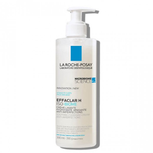 La Roche-Posay Effaclar H Iso - Biome, kojący krem myjący przeciw niedoskonałościom, 390 ml