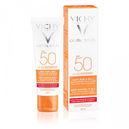 Vichy Capital Soleil, krem przeciwstarzeniowy do twarzy, SPF50, 50 ml