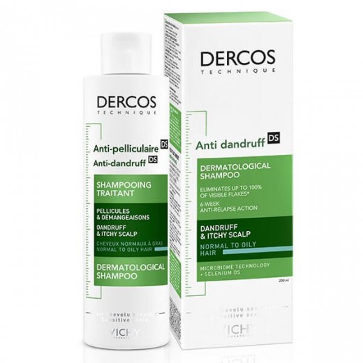 Vichy Dercos Anti Dandruff DS, szampon przeciwłupieżowy, włosy normalne i przetłuszczające się, 200 ml