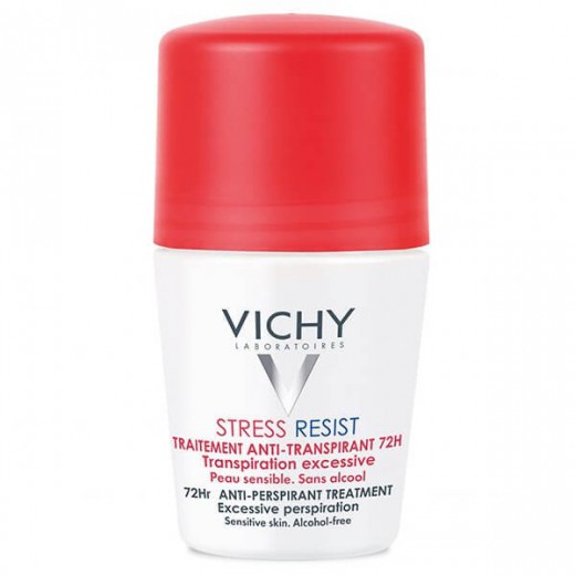 Vichy Stress Resist, antyperspirant roll-on, intensywna kuracja przeciw poceniu się, 72h, 50 ml