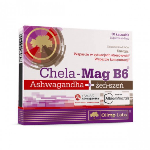 Olimp Chela-Mag B6 Ashwagandha + żeń-szeń, 30 kapsułek