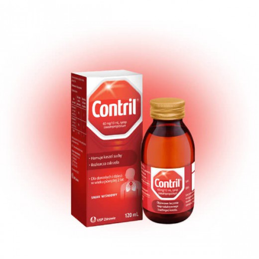 Contril 60 mg/10 ml, syrop dla dorosłych i dzieci powyżej 2 lat, smak wiśniowy, 120 ml