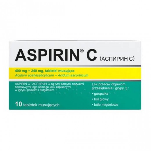 Aspirin C 400 mg + 240 mg, 10 tabletek musujących (import równoległy Pharmapoint)